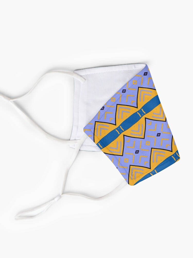 Masque ''Motif tribal, bleu et jaune' : autre vue