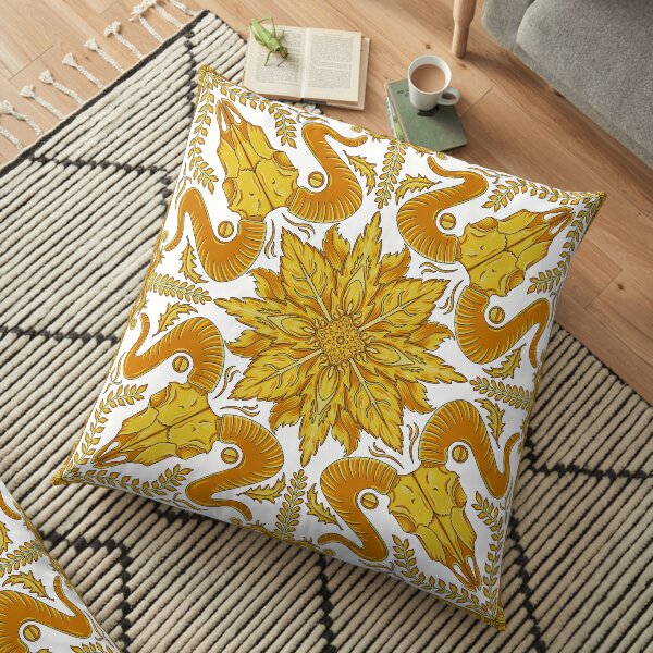 Designer Skull - White Floor Pillow