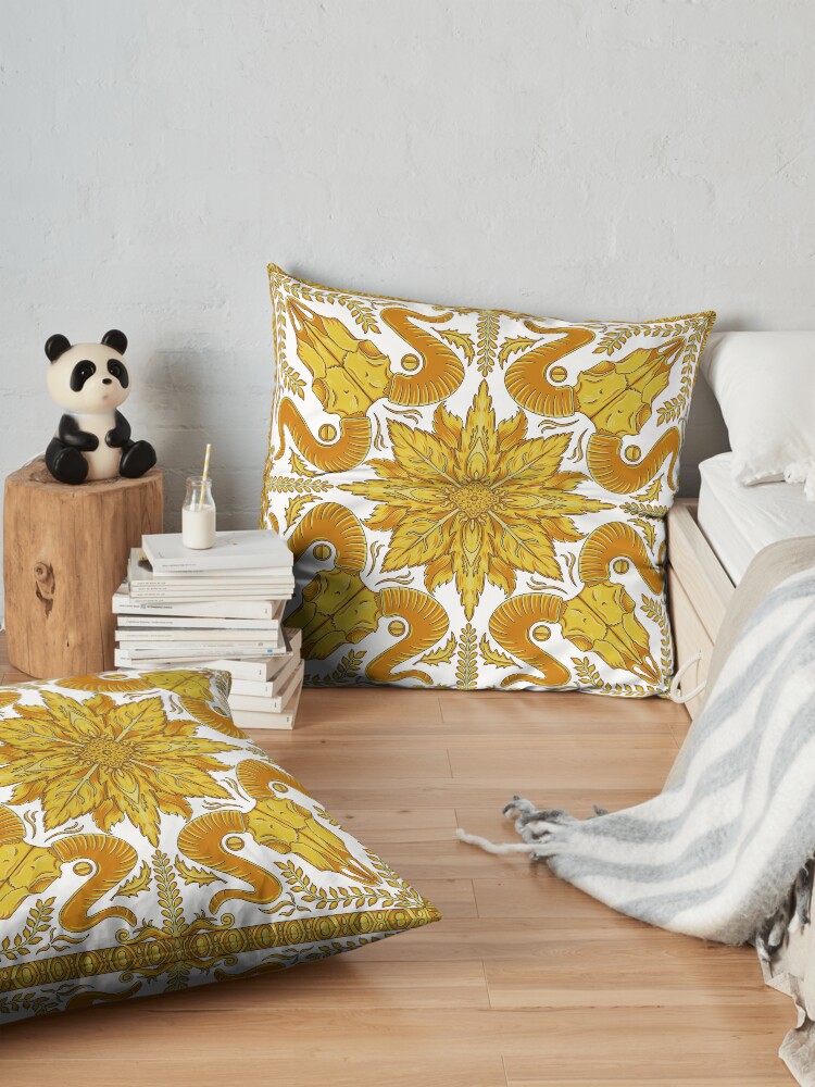 Alternate view of Designer Skull - White Floor Pillow