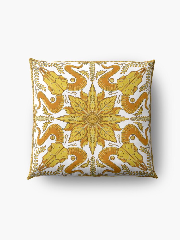 Alternate view of Designer Skull - White Floor Pillow