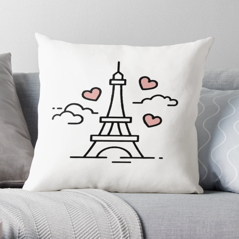  Lunarable Paris Throw Pillow Cushion Cover, Vintage Style Paris  Illustration with Nostalgic Roses and Eiffel Mon Amour My Love, Decorative  Square Accent Pillow Case, 40 X 40, Multicolor : Home 