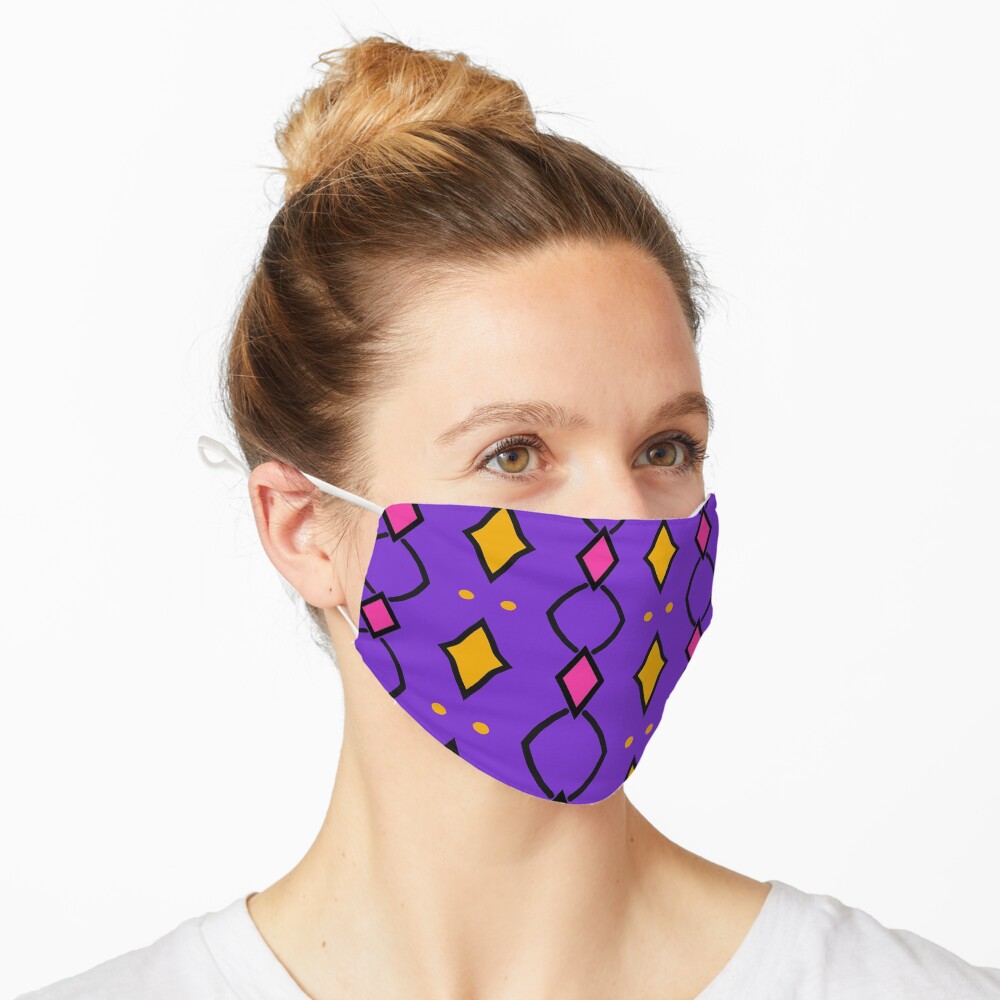 Masque « Losanges jaunes et roses sur fond violet»