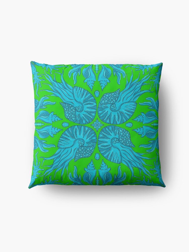Alternate view of Designer Nautilus - Green/Blue Floor Pillow