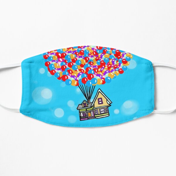 House of Balloons flying up up and away into the sky Flat Mask