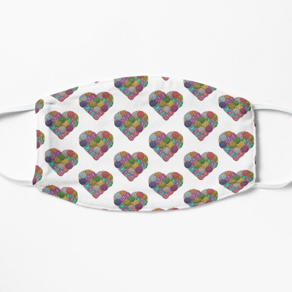 Yarnaholic yarn heart shape shirt Flat Mask