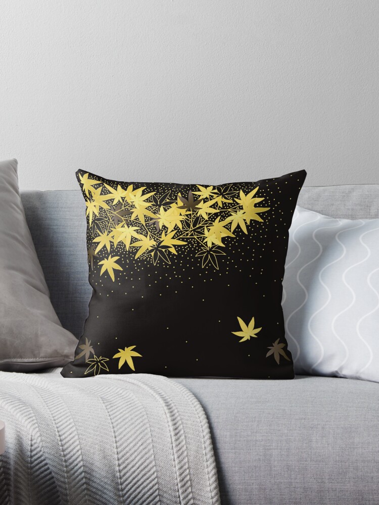 Throw Pillow, Makie-Style of maple  designed and sold by hichako