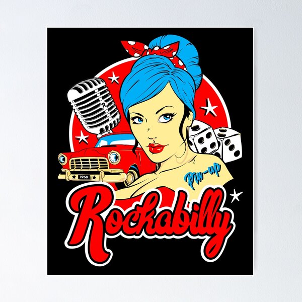Rockabilly Pin Up Girl Sock Hop Rocker Vintage Classic Rock and Roll Music  Poster by MemphisCenter