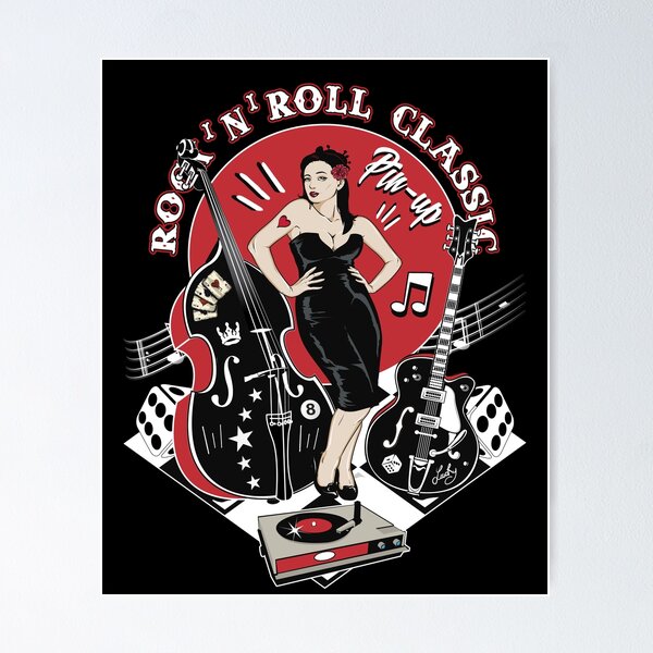 Rockabilly Pin Up Girl Sock Hop Rocker Vintage Classic Rock and Roll Music  | Canvas Print