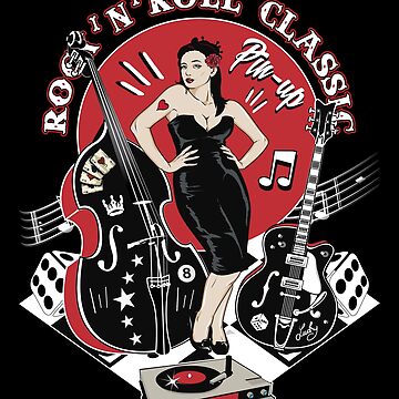 Rockabilly Style Pin Up Girl Guitar Dice Vintage Classic Rock and Roll  Music Art Print for Sale by MemphisCenter