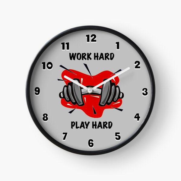 Item preview, Gray and Red Fitness Room Clock designed and sold by cabgodfrey.