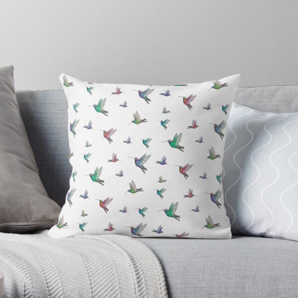 Humming Birds on White (PCD3176) Throw Pillow