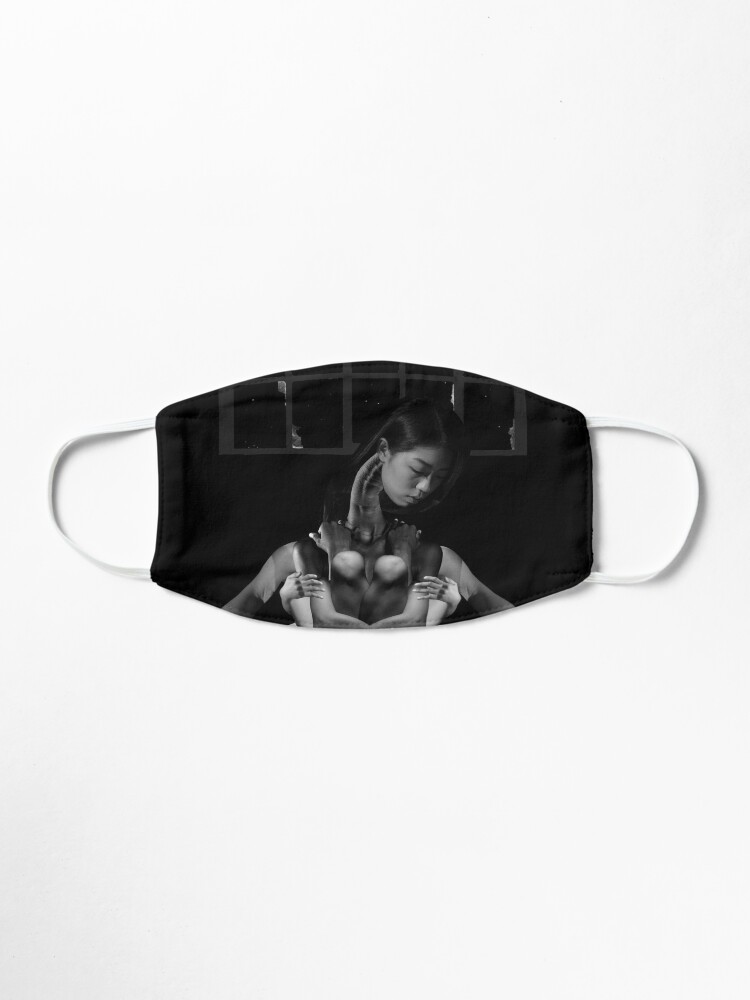 Alternate view of Acceptance Hug - metamorphosis, black and white, collage art Mask