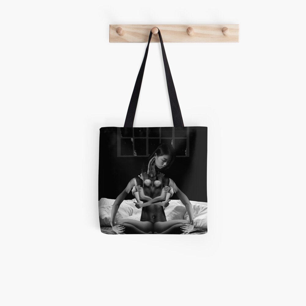 Acceptance Hug - metamorphosis, black and white, collage art Tote Bag