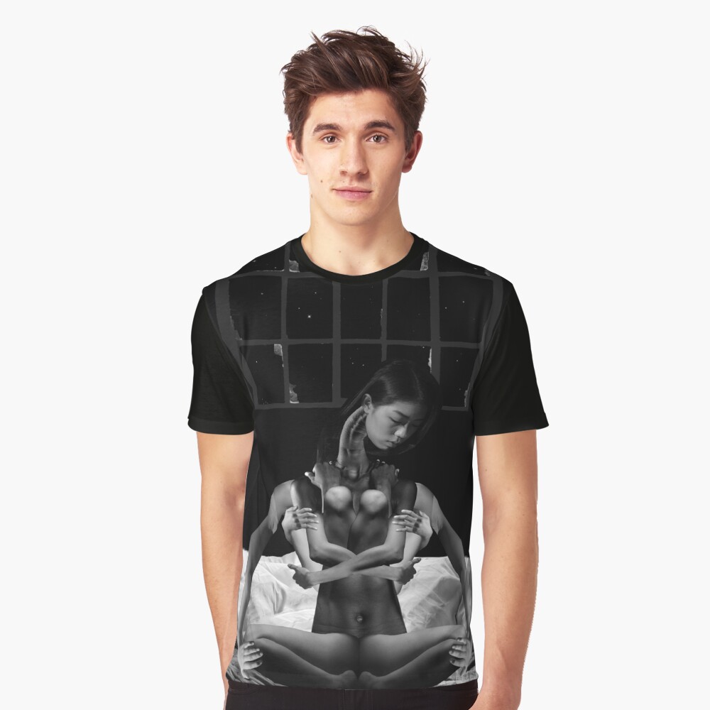 Acceptance Hug - metamorphosis, black and white, collage art Graphic T-Shirt
