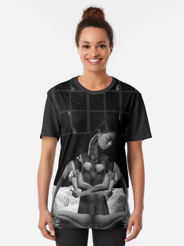 Alternate view of Acceptance Hug - metamorphosis, black and white, collage art Graphic T-Shirt