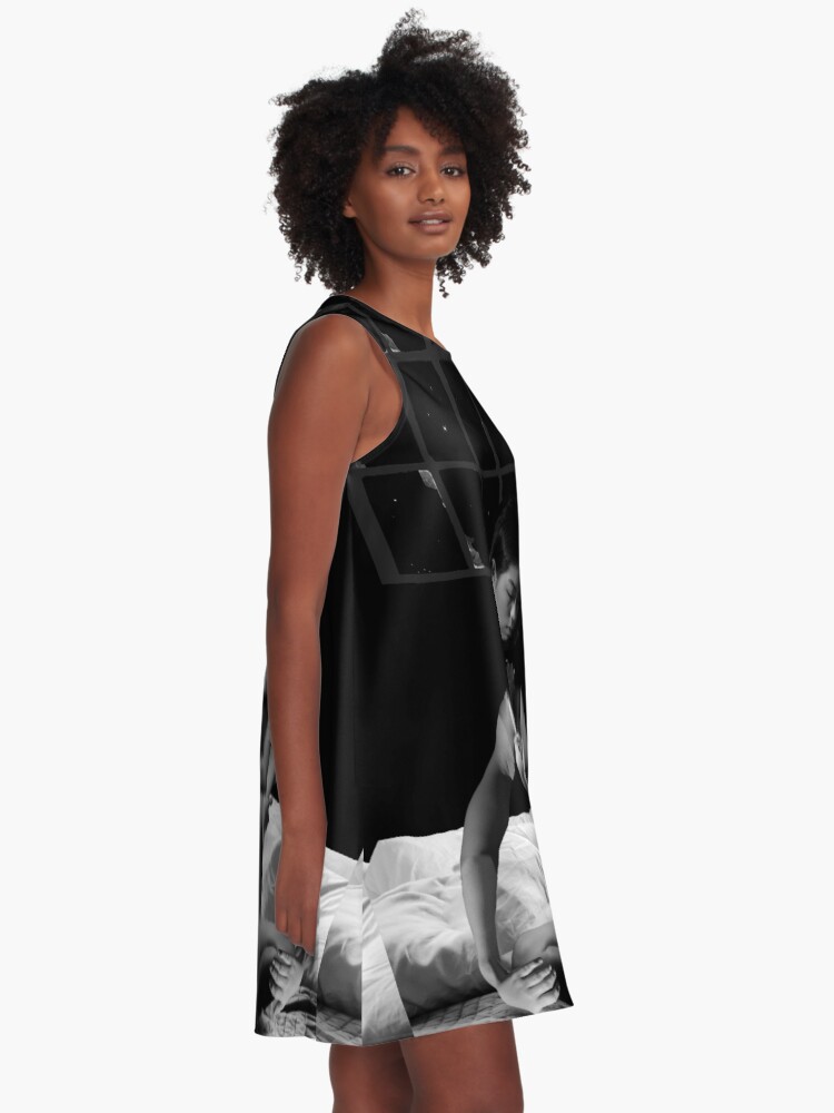 Alternate view of Acceptance Hug - metamorphosis, black and white, collage art A-Line Dress