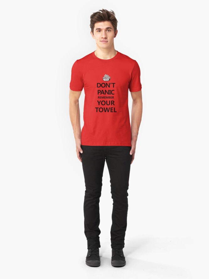 Alternate view of DON'T PANIC! Again... Slim Fit T-Shirt