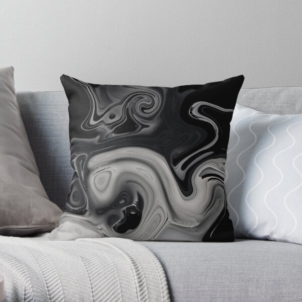 black and gray marble Throw Pillow