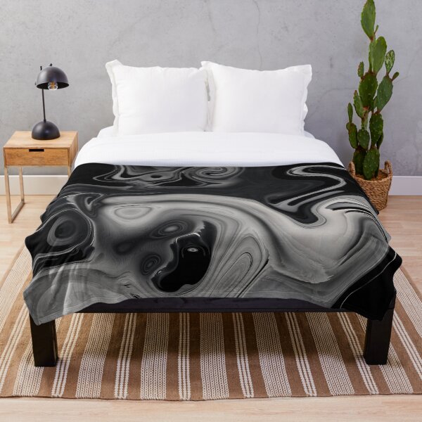 black and gray marble Throw Blanket