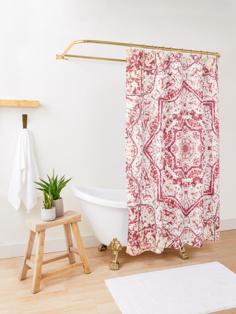 Alternate view of Gift for Yogi - Zen Pink Mandala Design - Yoga Present Shower Curtain