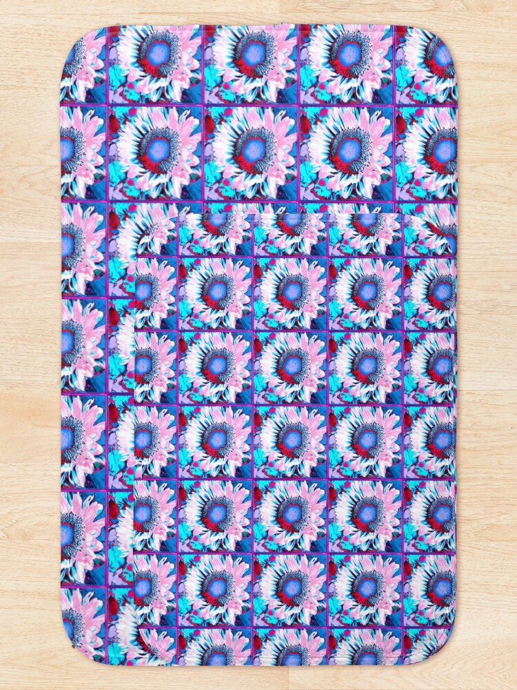 Alternate view of Iced Sunflower - Pink Purple White Blue Flower - Floral Design Bath Mat