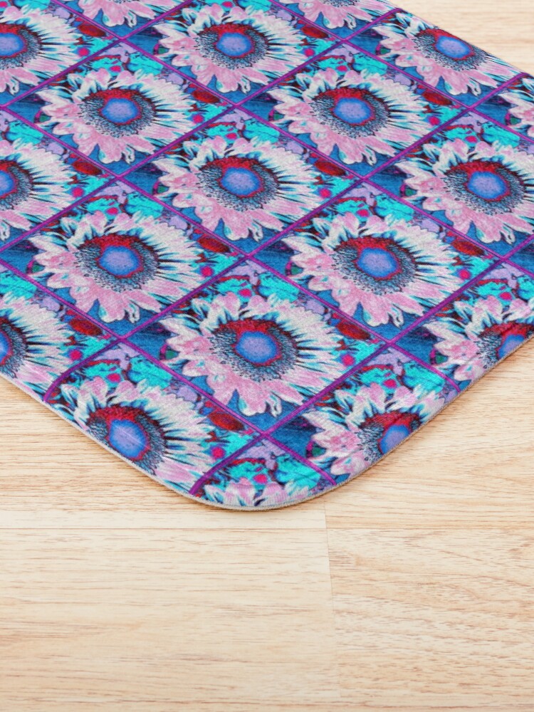 Alternate view of Iced Sunflower - Pink Purple White Blue Flower - Floral Design Bath Mat