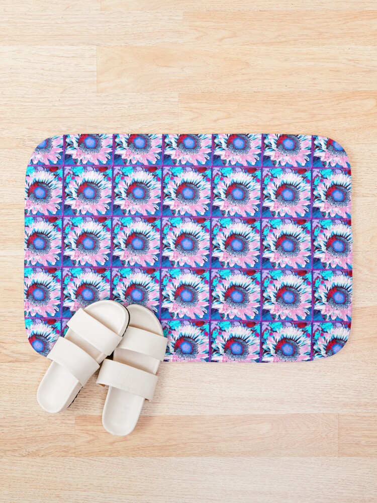 Alternate view of Iced Sunflower - Pink Purple White Blue Flower - Floral Design Bath Mat
