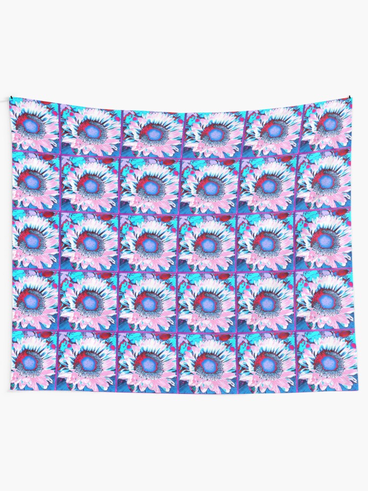 Alternate view of Iced Sunflower - Pink Purple White Blue Flower - Floral Design Tapestry