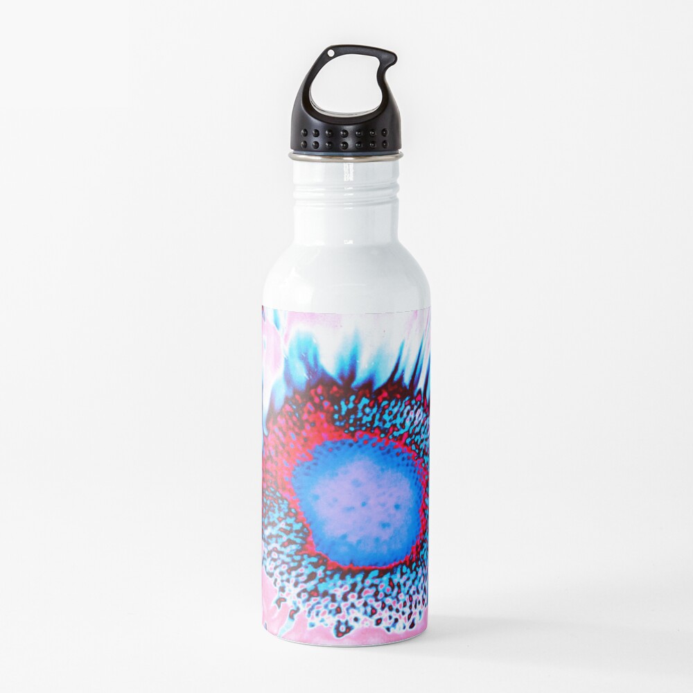 Iced Sunflower - Pink Purple White Blue Flower - Floral Design Water Bottle