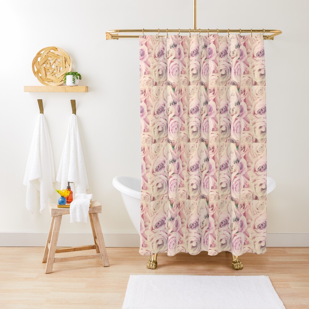 Gift for Gardener - Pink Rose Blush Pastel Gift - Floral Present Shower Curtain