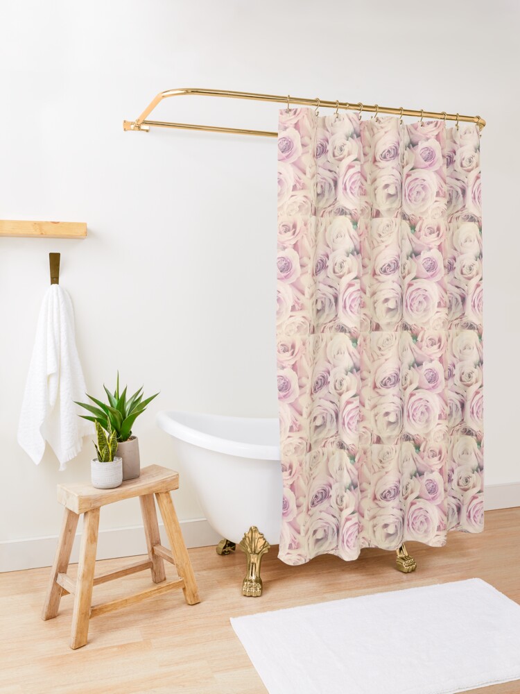 Alternate view of Gift for Gardener - Pink Rose Blush Pastel Gift - Floral Present Shower Curtain