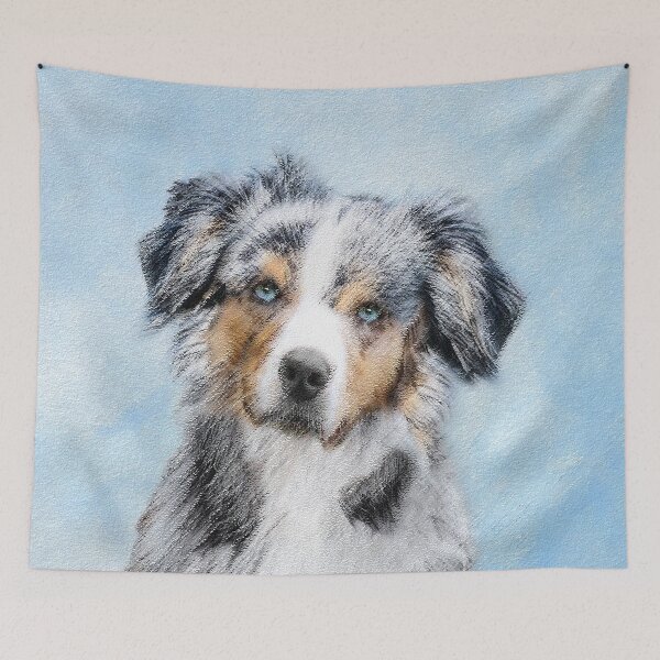Item preview, Miniature American Shepherd Painting - Dog Art designed and sold by alpendesigns.