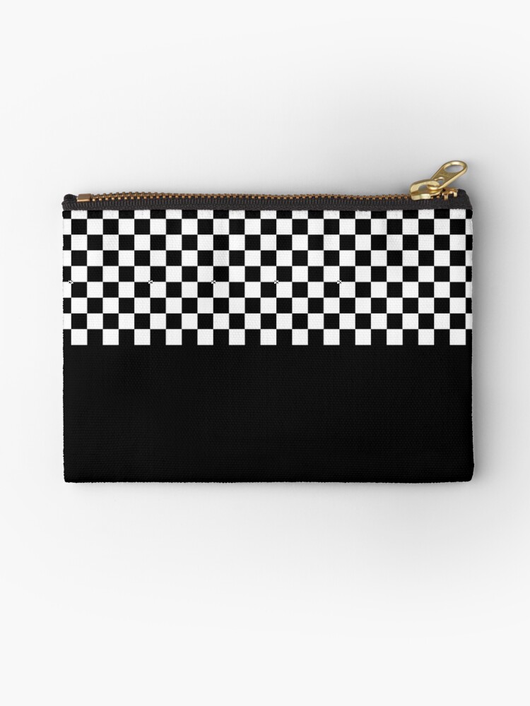 Black and White Checkered Phone Purse Wristlet, Zipper Pouch