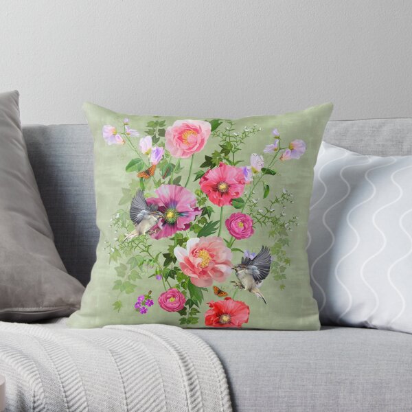 Bouquet de Fleurs Summer-1a (PCD3075) Throw Pillow