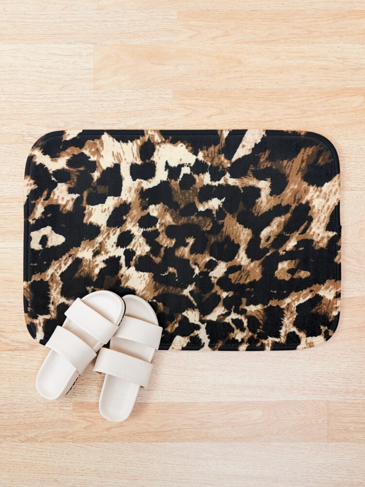 "girly feminine African tribal brown leopard print" Bath Mat by lfang77