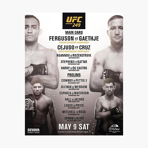 UFC 249 Full Event - Tony Ferguson Vs Justin Gaethje Photographic Print