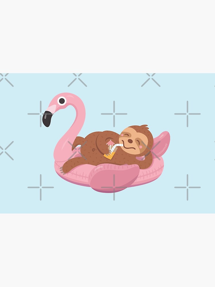 Discover Chilling Sloth on Flamingo Float Laptop Sleeve