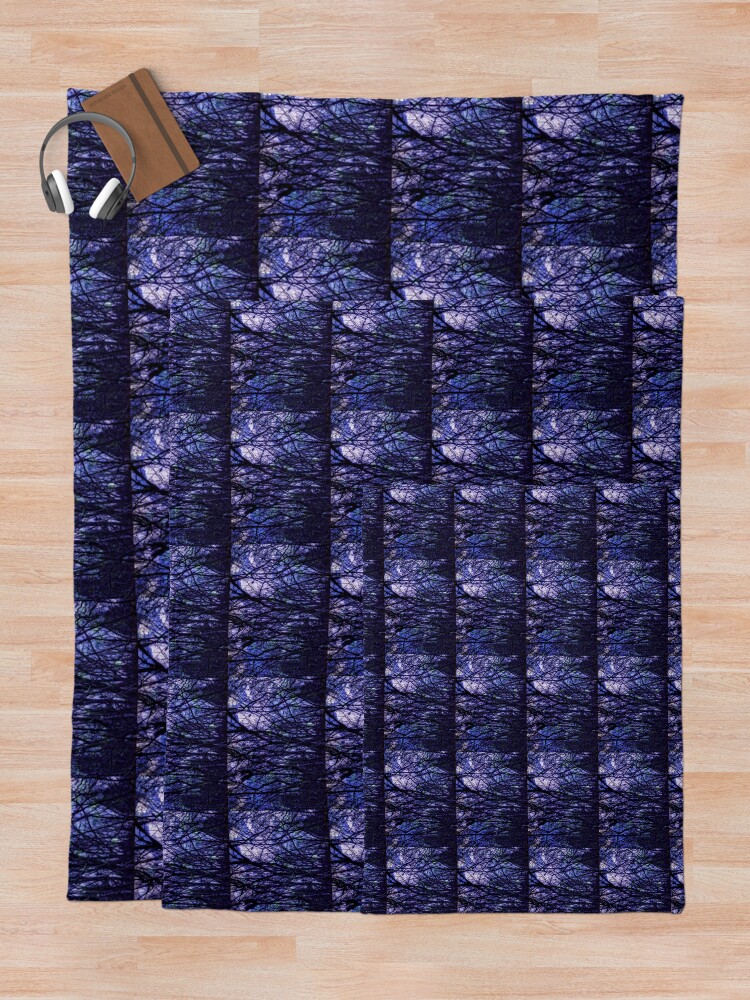 Alternate view of Dark Purple Forest - Purple Blue and Black Bare Tree Landscape Throw Blanket