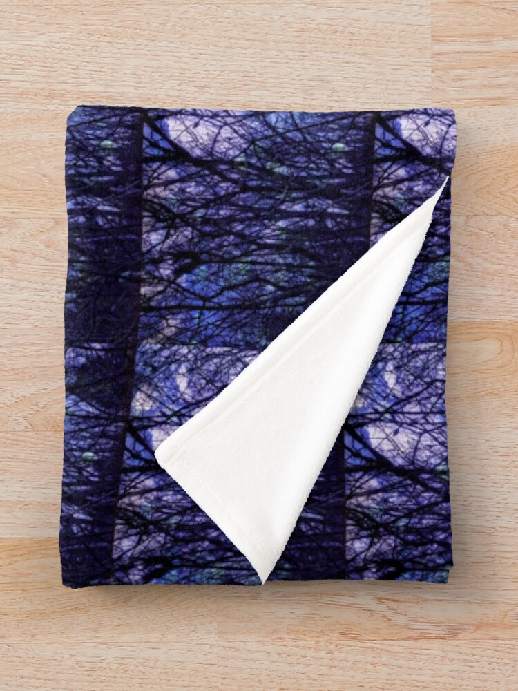Alternate view of Dark Purple Forest - Purple Blue and Black Bare Tree Landscape Throw Blanket