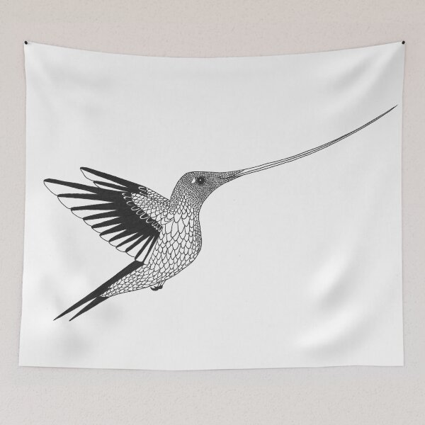Item preview, Sword-Billed Hummingbird (ink illustrations of weird animals that are real) designed and sold by InkDier.