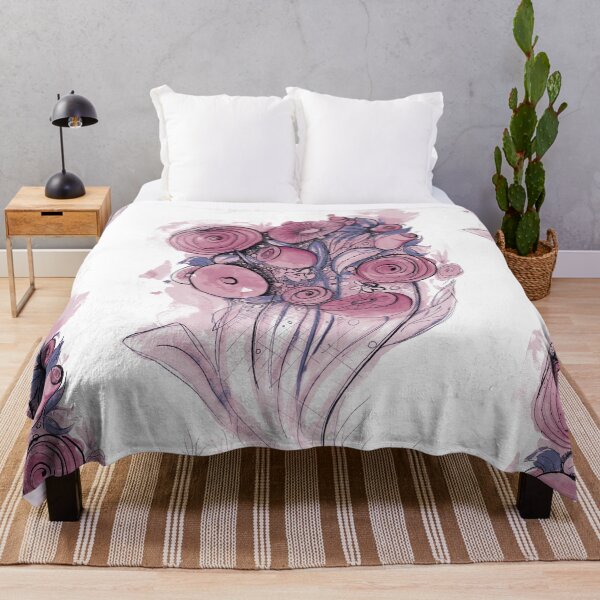 Item preview, flores pequeñas que huelen bien en primavera, renacimiento (tinta negra de la India, acuarela y arte digital) tonos rosa púrpura designed and sold by Ga-e-lice.