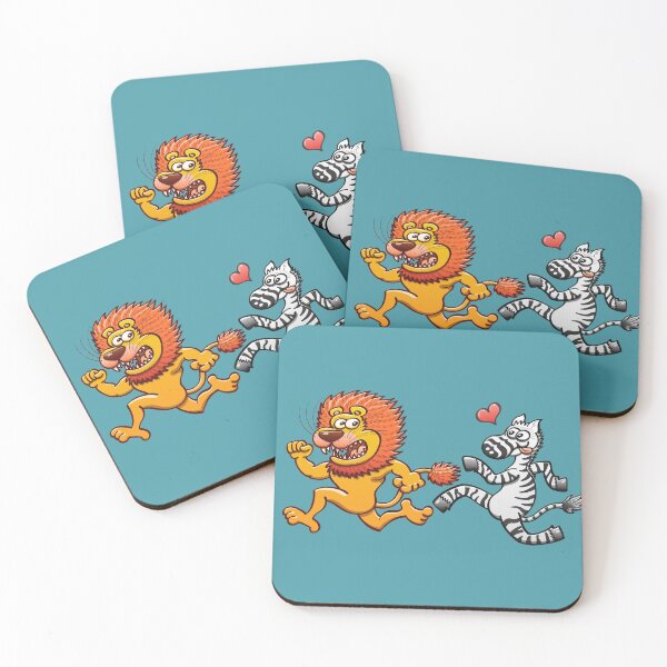 Item preview, Bold zebra in love running after scared lion designed and sold by Zoo-co.