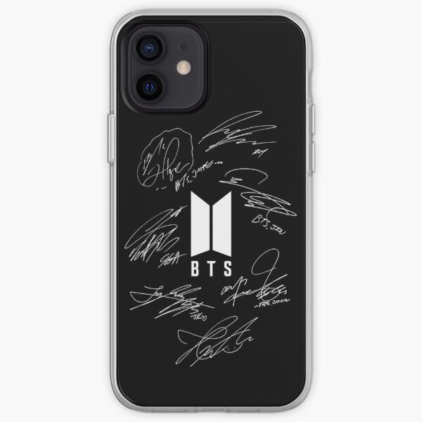 BTS - Logo avec nouvelles signatures 2020 (noir) Coque souple iPhone