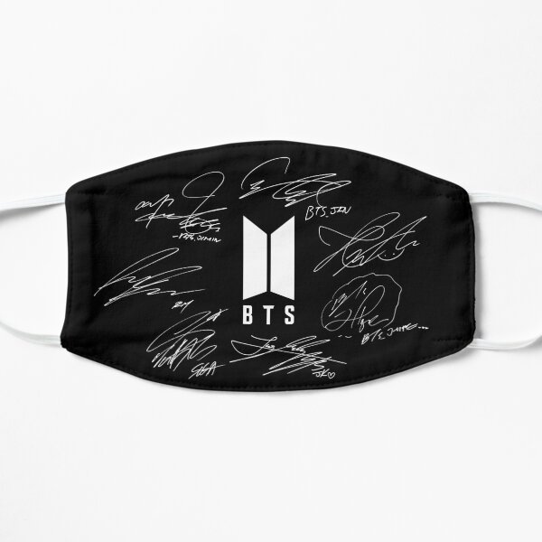 BTS - Logo avec nouvelles signatures 2020 (noir) Masque sans plis