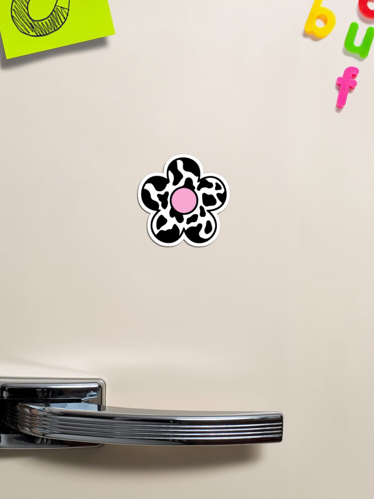 cute cow print flower Magnet for Sale by adequatedesigns