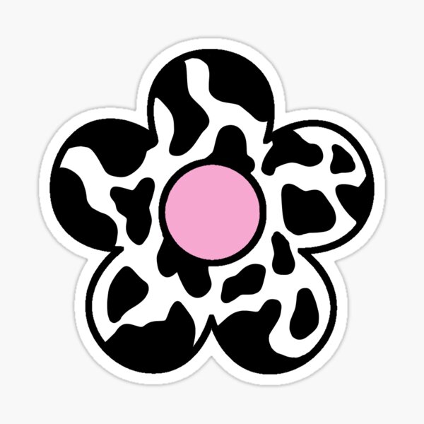 cute cow print flower Sticker for Sale by adequatedesigns