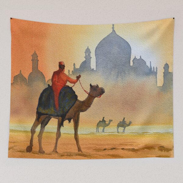 Item preview, Camel Riders Beside the Yamuna River and Taj Mahal designed and sold by William Holkham.