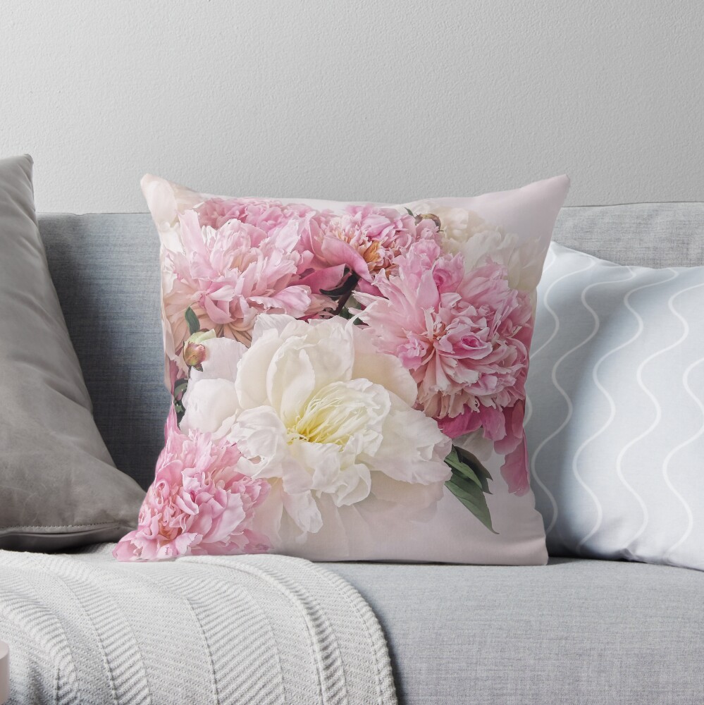 Peonies Throw Pillow