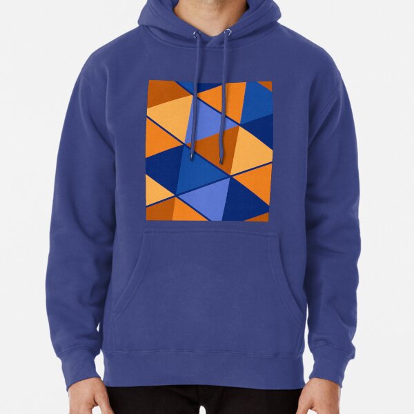 Triangles Blue Orange Mix Pullover Hoodie