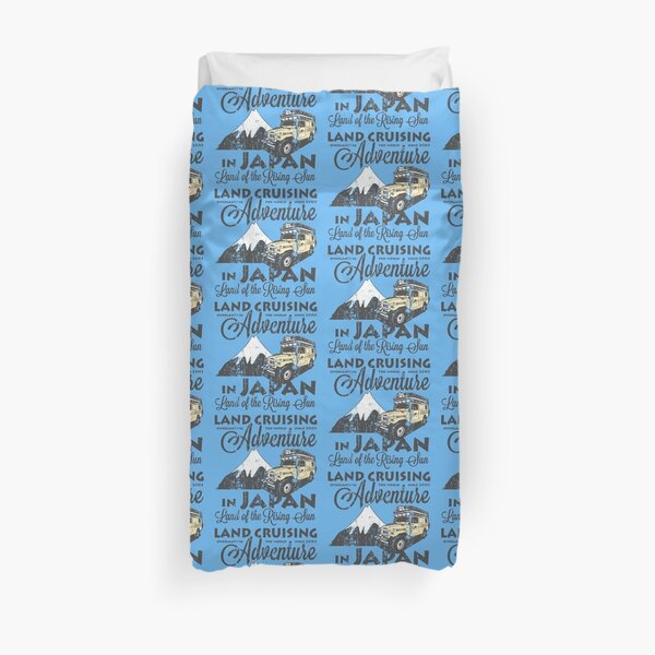 Landcruising Adventure in Japan - Curly font edition Duvet Cover
